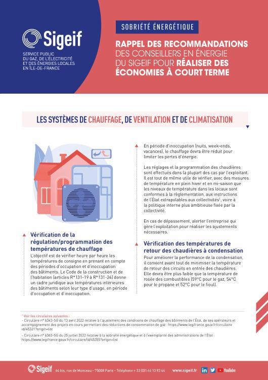 RECOMMANDATIONS ÉCONOMIES D'ÉNERGIE