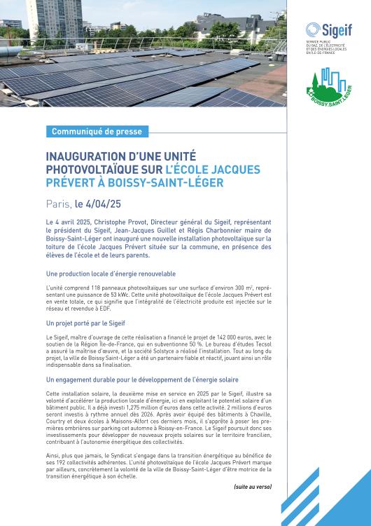 COMMUNIQUÉ DE PRESSE 4 AVRIL 2025