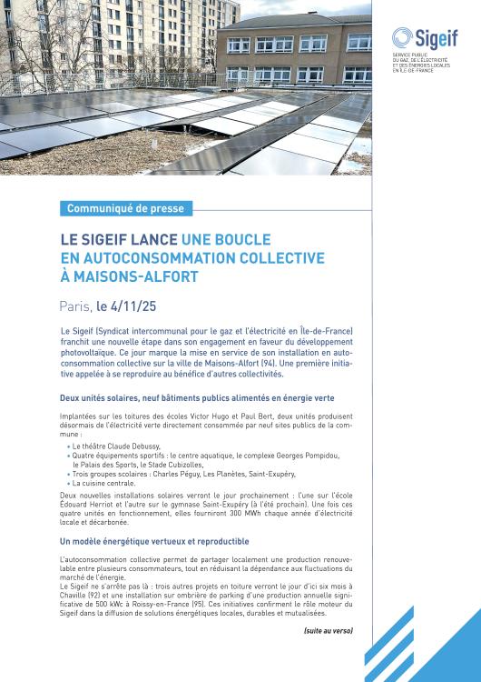 COMMUNIQUÉ DE PRESSE 4 NOVEMBRE 2025 